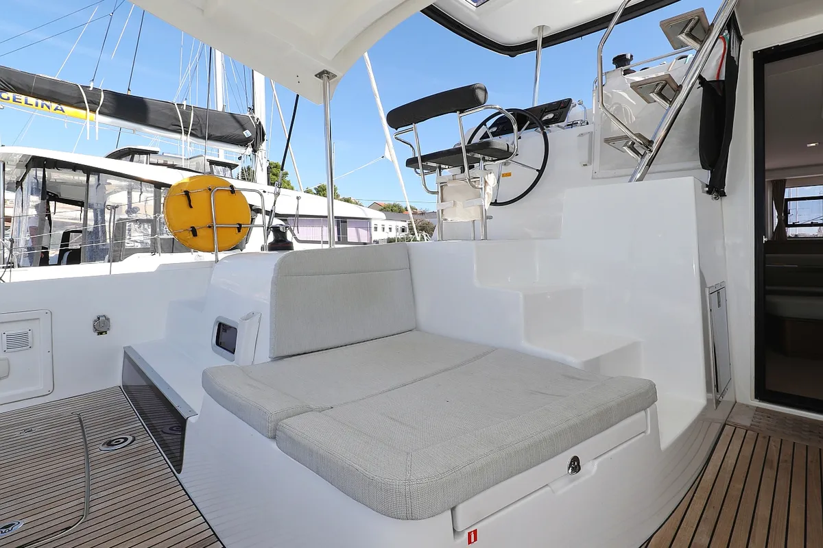 Deck of Media Luna, a Lagoon 42 catamaran at Općina Sukošan, Croatia