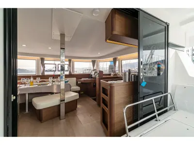 Salon of Verne, a Lagoon 42 catamaran at Baiona, Spain