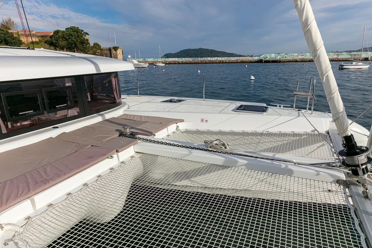 Deck of Verne, a Lagoon 42 catamaran at Baiona, Spain