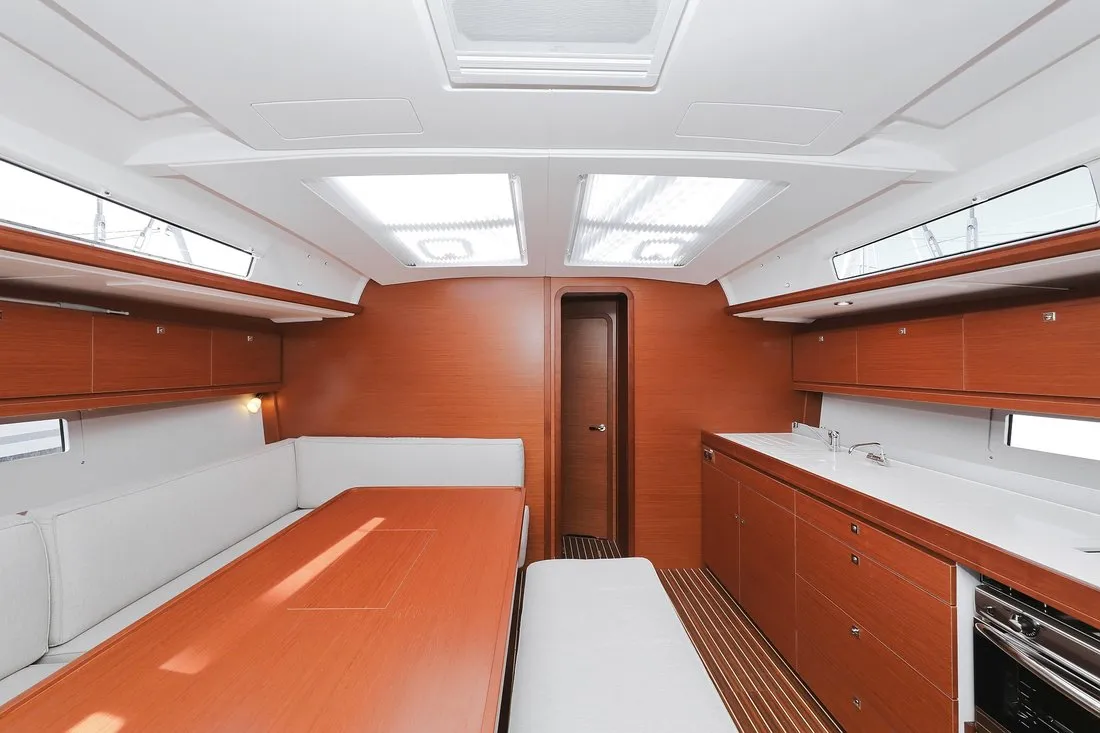 Salon of SunnyLife, a Dufour 460 GL sailboat at Biograd na Moru, Croatia