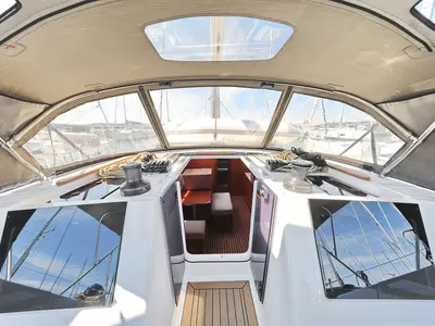 Deck of SunnyLife, a Dufour 460 GL sailboat at Biograd na Moru, Croatia