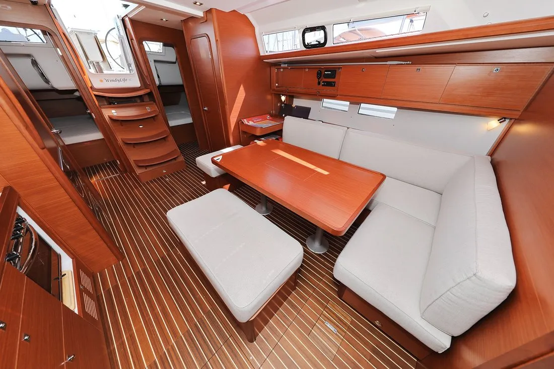 Salon of SunnyLife, a Dufour 460 GL sailboat at Biograd na Moru, Croatia