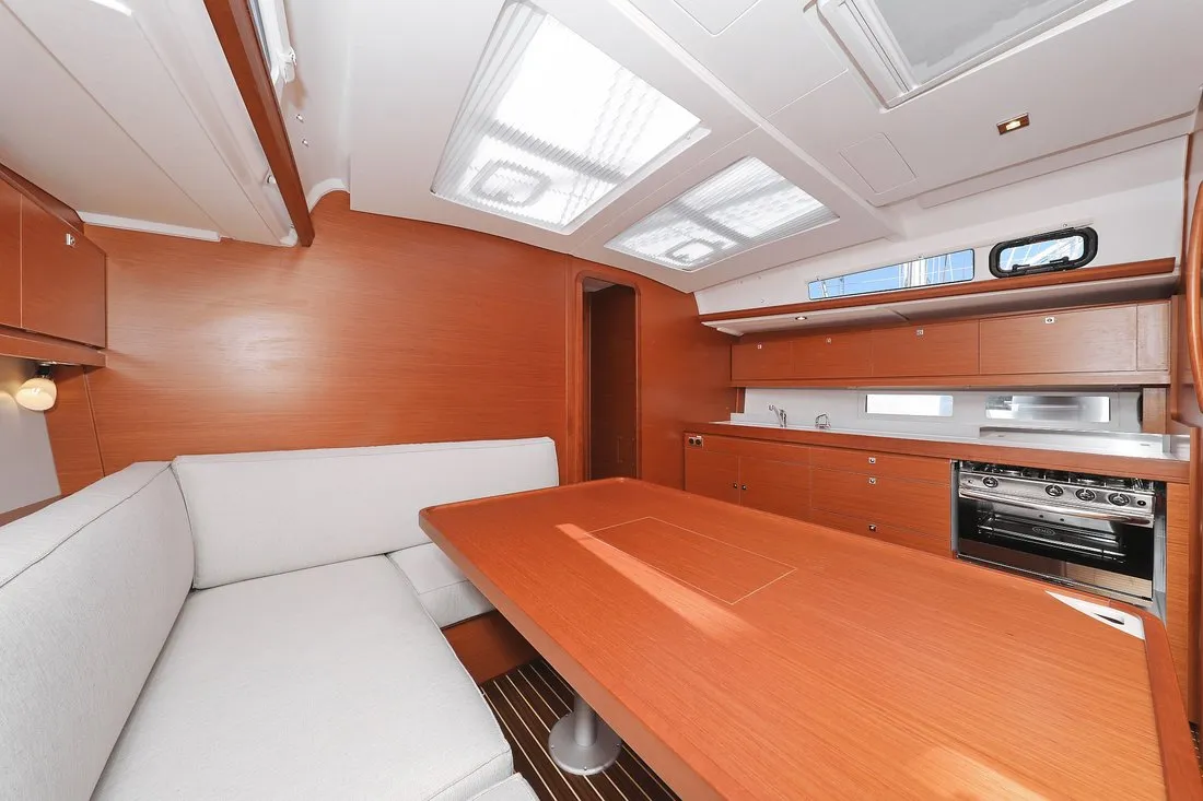 Salon of SunnyLife, a Dufour 460 GL sailboat at Biograd na Moru, Croatia