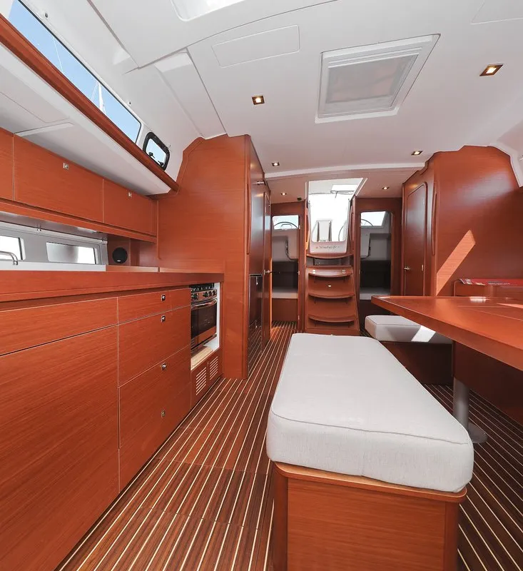 Salon of SunnyLife, a Dufour 460 GL sailboat at Biograd na Moru, Croatia
