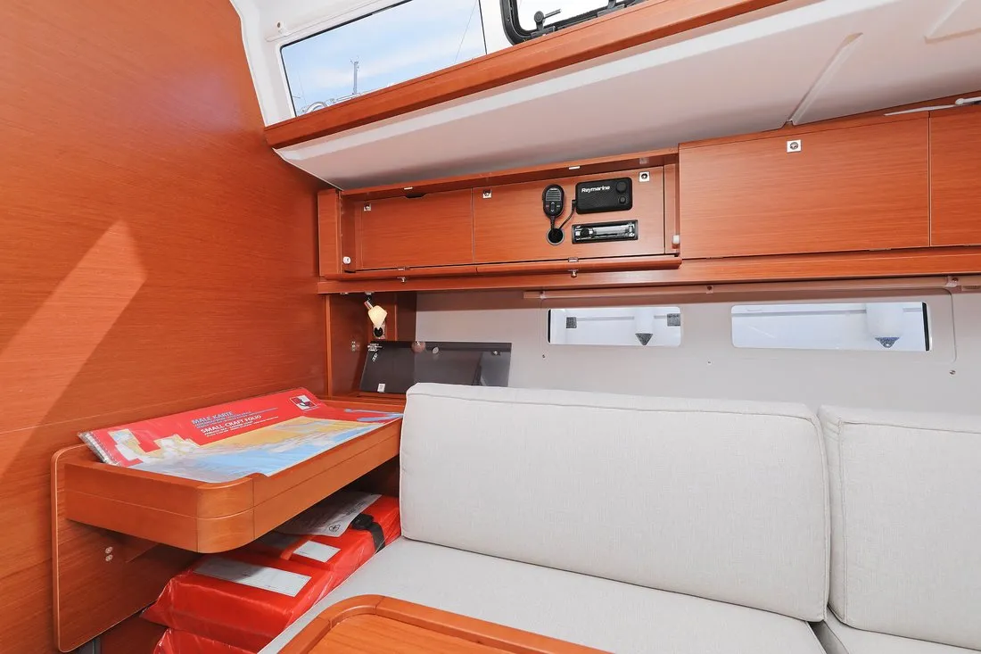 Salon of SunnyLife, a Dufour 460 GL sailboat at Biograd na Moru, Croatia