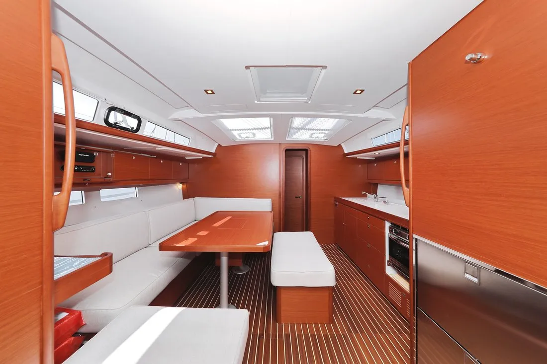 Salon of SunnyLife, a Dufour 460 GL sailboat at Biograd na Moru, Croatia