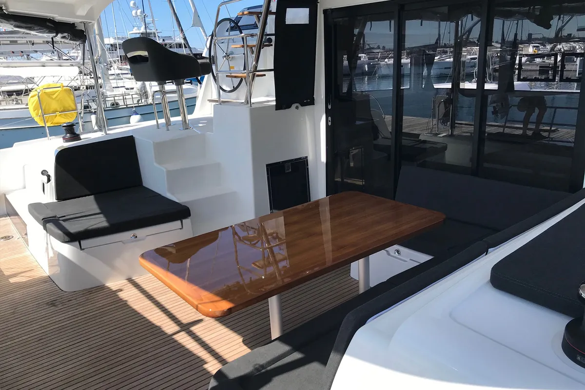 Deck of Find Us, a Lagoon 42 OW catamaran at Grad Kaštela, Croatia