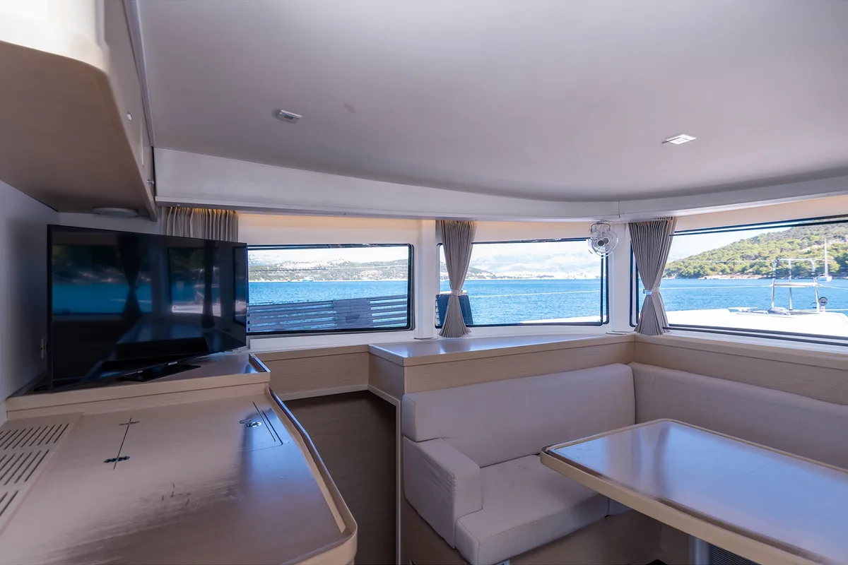 Salon of Find Us, a Lagoon 42 OW catamaran at Grad Kaštela, Croatia