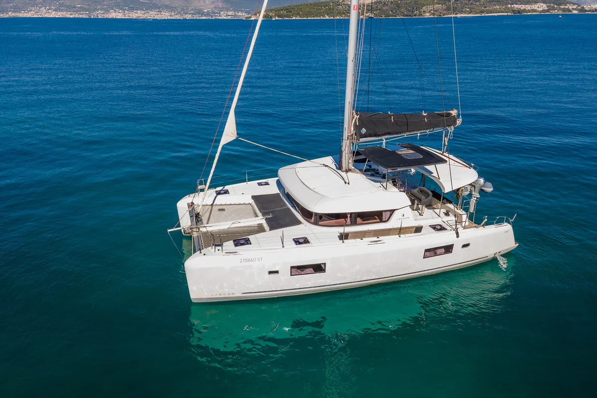 Exterior view of Find Us, a Lagoon 42 OW catamaran at Grad Kaštela, Croatia