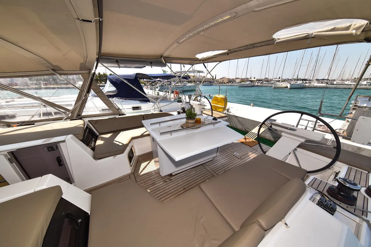 Deck of Dodo, a Beneteau Oceanis 51.1 OW sailboat at Općina Sukošan, Croatia