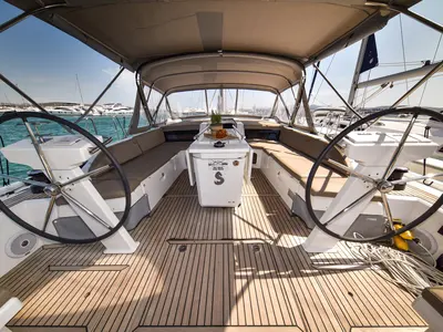 Cockpit of Dodo, a Beneteau Oceanis 51.1 OW sailboat at Općina Sukošan, Croatia