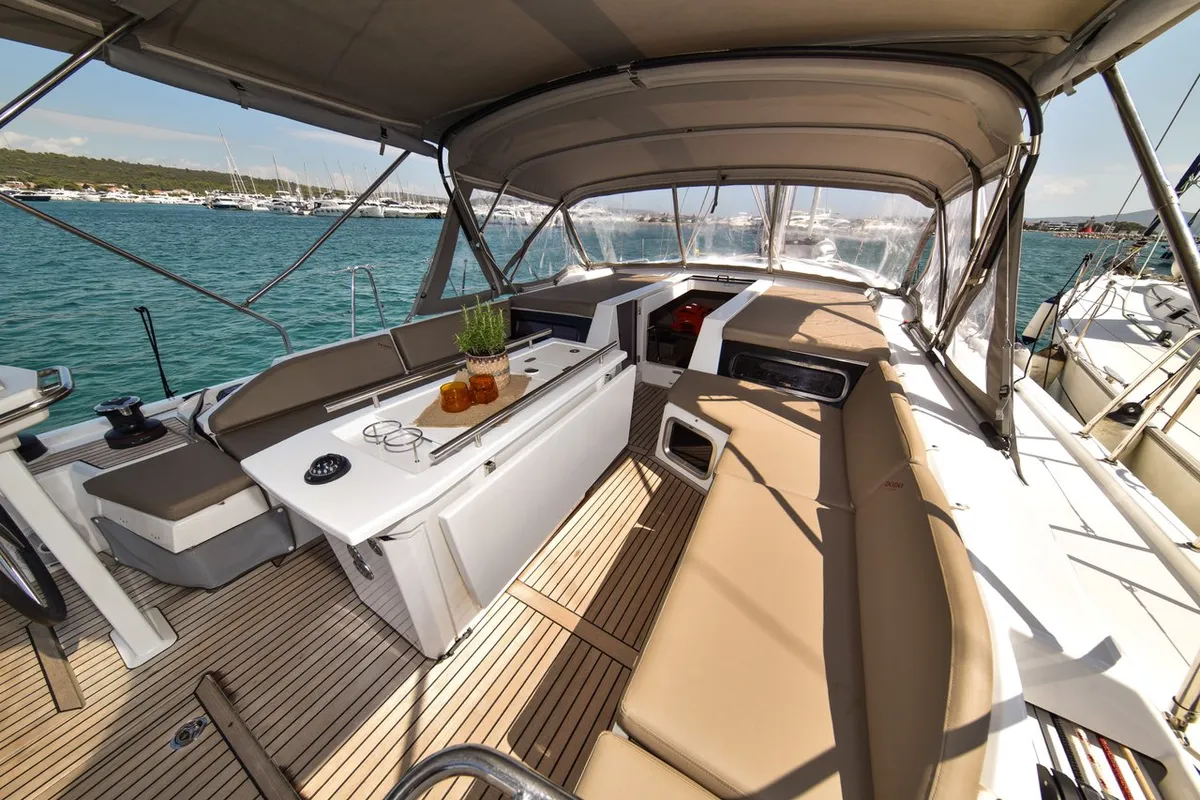 Deck of Dodo, a Beneteau Oceanis 51.1 OW sailboat at Općina Sukošan, Croatia