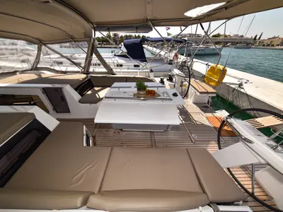 Deck of Dodo, a Beneteau Oceanis 51.1 OW sailboat at Općina Sukošan, Croatia