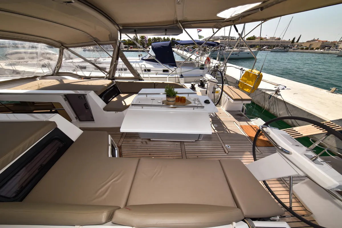 Deck of Dodo, a Beneteau Oceanis 51.1 OW sailboat at Općina Sukošan, Croatia