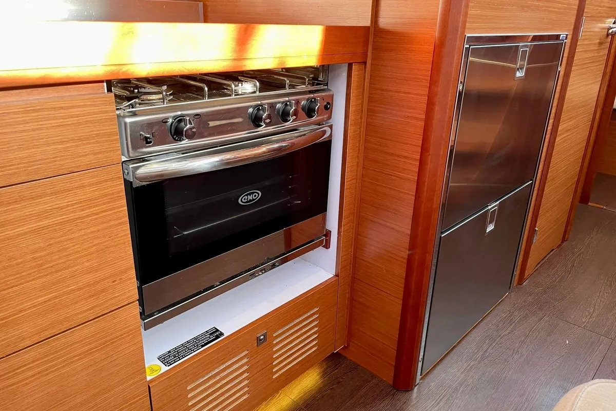 Galley of Fulham, a Dufour 460 Grand Large sailboat at Dénia, Spain