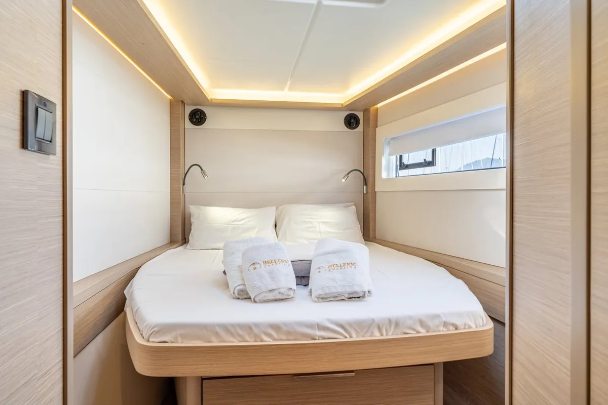 Cabin on Enjoy, a Lagoon 46 catamaran at Kontokali, Greece