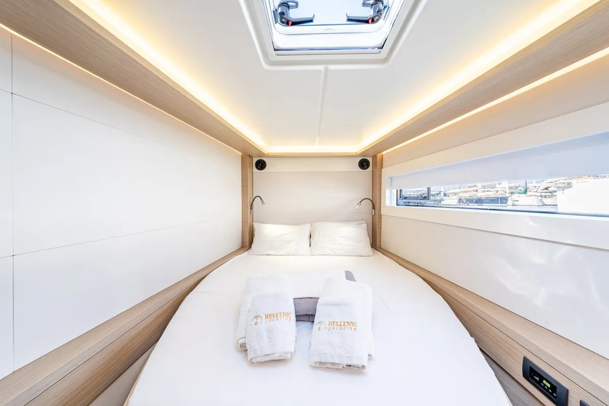 Cabin on Enjoy, a Lagoon 46 catamaran at Kontokali, Greece