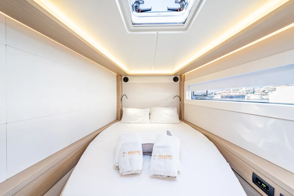 Cabin on Enjoy, a Lagoon 46 catamaran at Kontokali, Greece