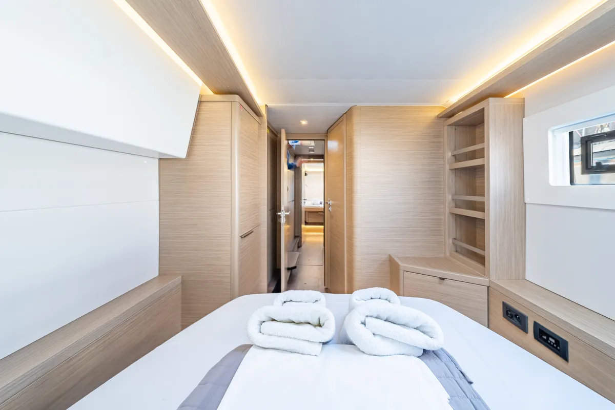 Cabin on Enjoy, a Lagoon 46 catamaran at Kontokali, Greece