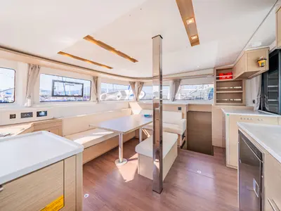 Galley of Enjoy, a Lagoon 46 catamaran at Kontokali, Greece