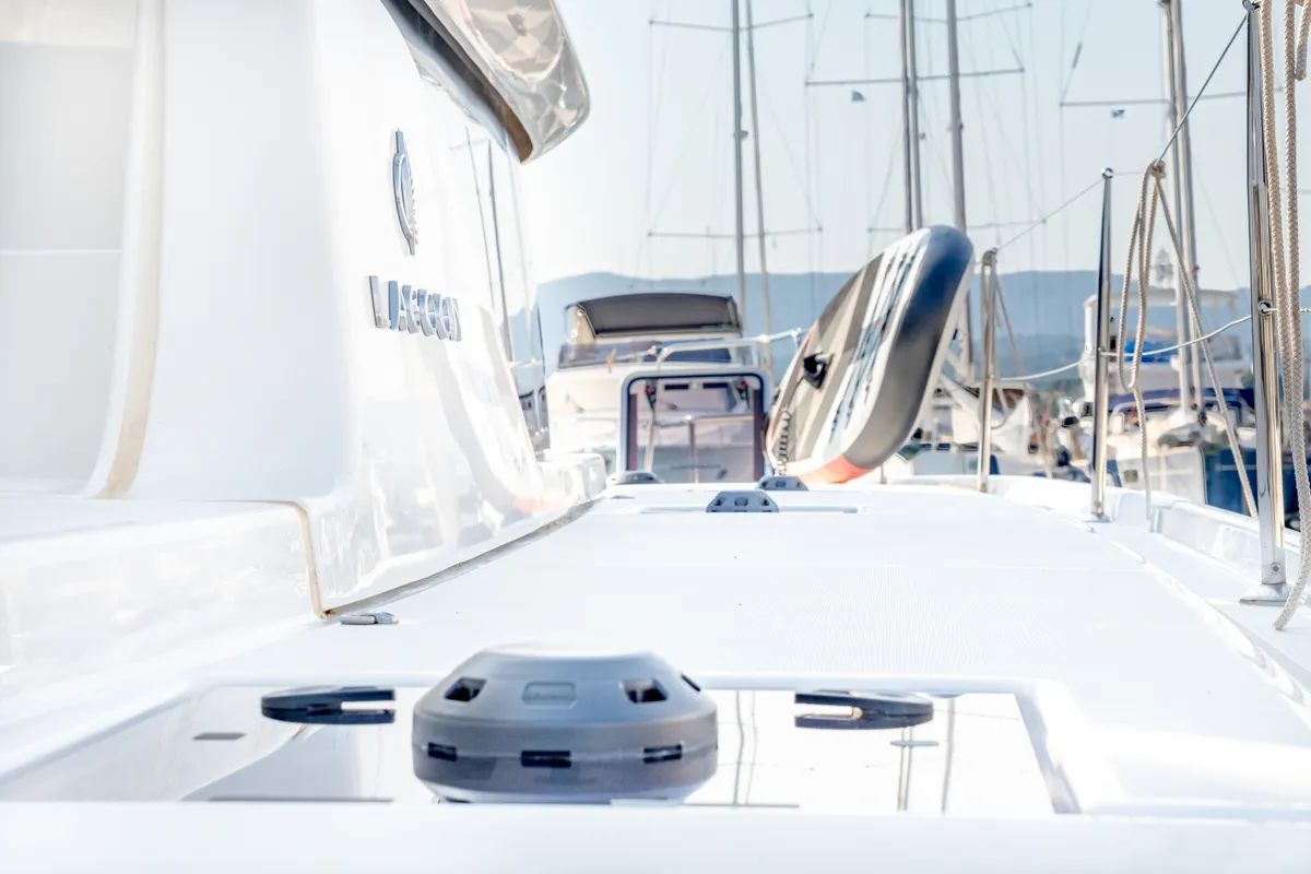 Enjoy, a Lagoon 46 catamaran at Kontokali, Greece