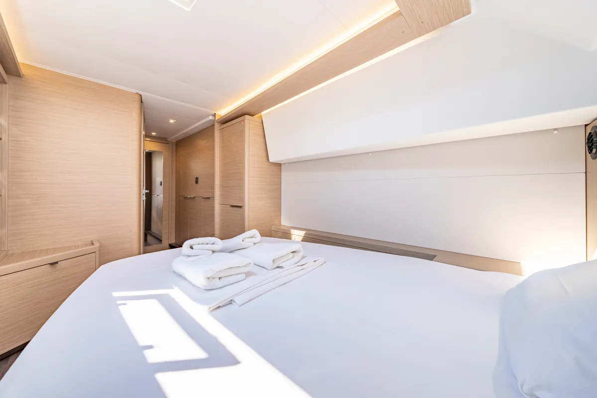 Cabin on Enjoy, a Lagoon 46 catamaran at Kontokali, Greece