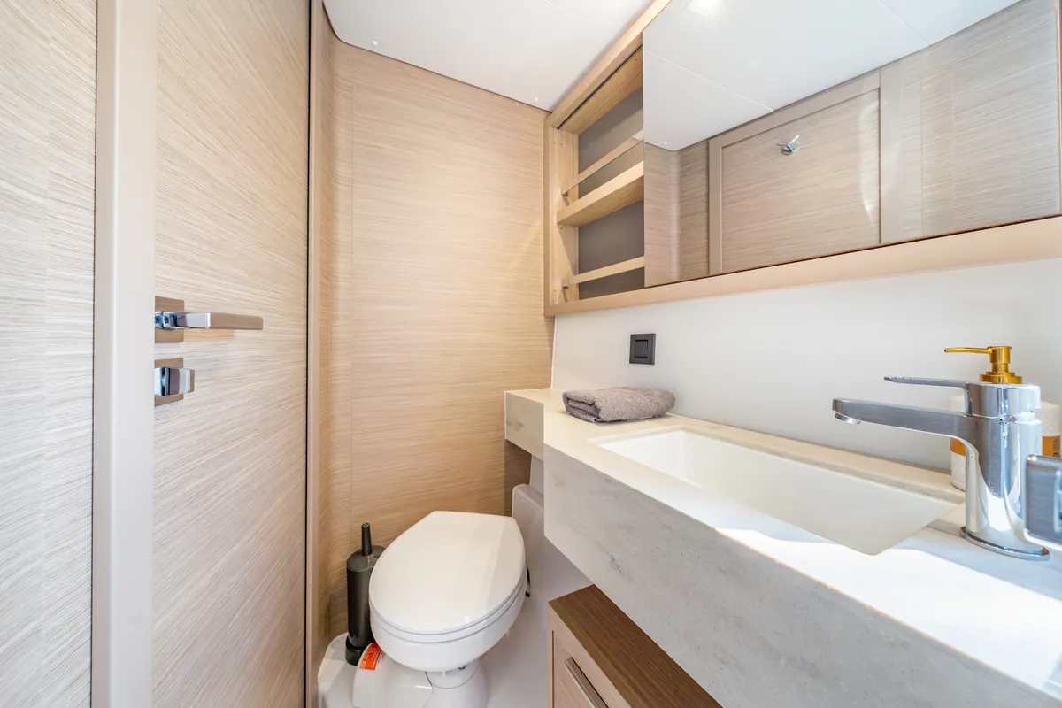 Cabin on Enjoy, a Lagoon 46 catamaran at Kontokali, Greece