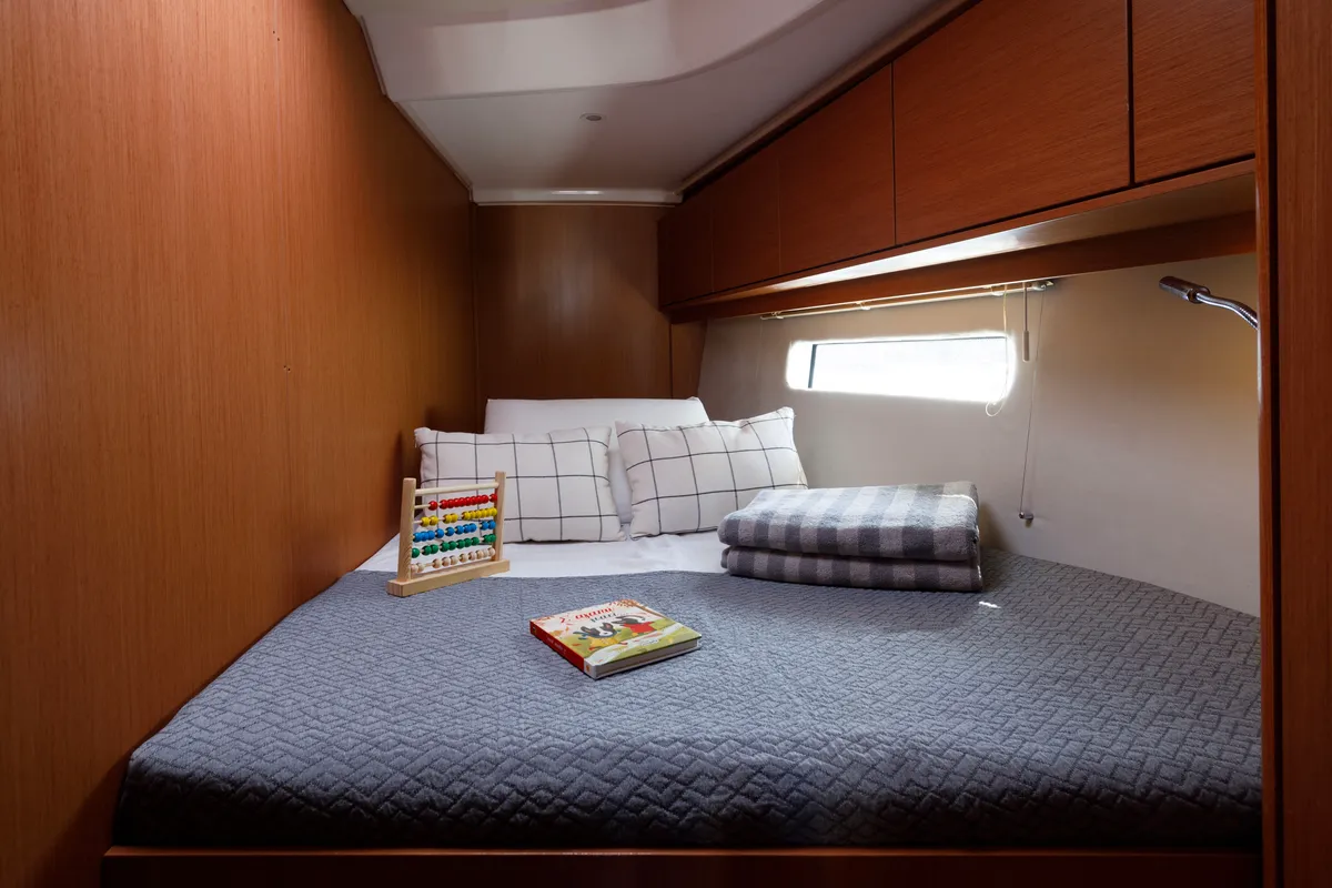 Cabin on Captain Melianos, a Bavaria C46 sailboat at Kos, Greece