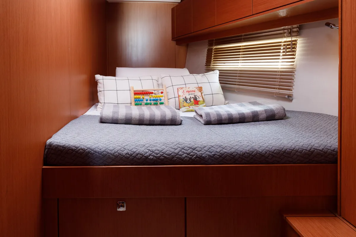 Cabin on Captain Melianos, a Bavaria C46 sailboat at Kos, Greece