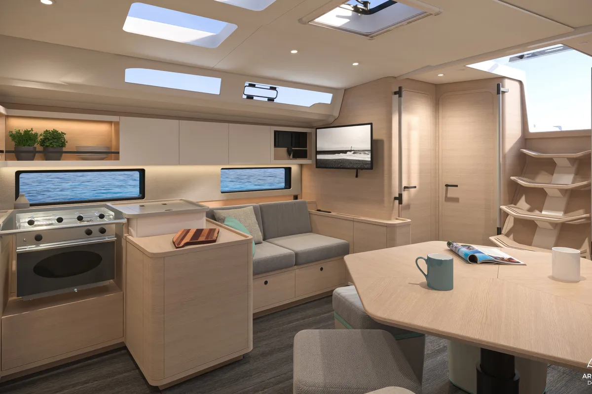 Salon of Sunsail 44.3 Premium Plus, a Dufour 44 sailboat at Marigot, France