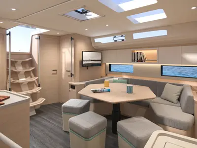 Salon of Sunsail 44.3 Premium Plus, a Dufour 44 sailboat at Marigot, France