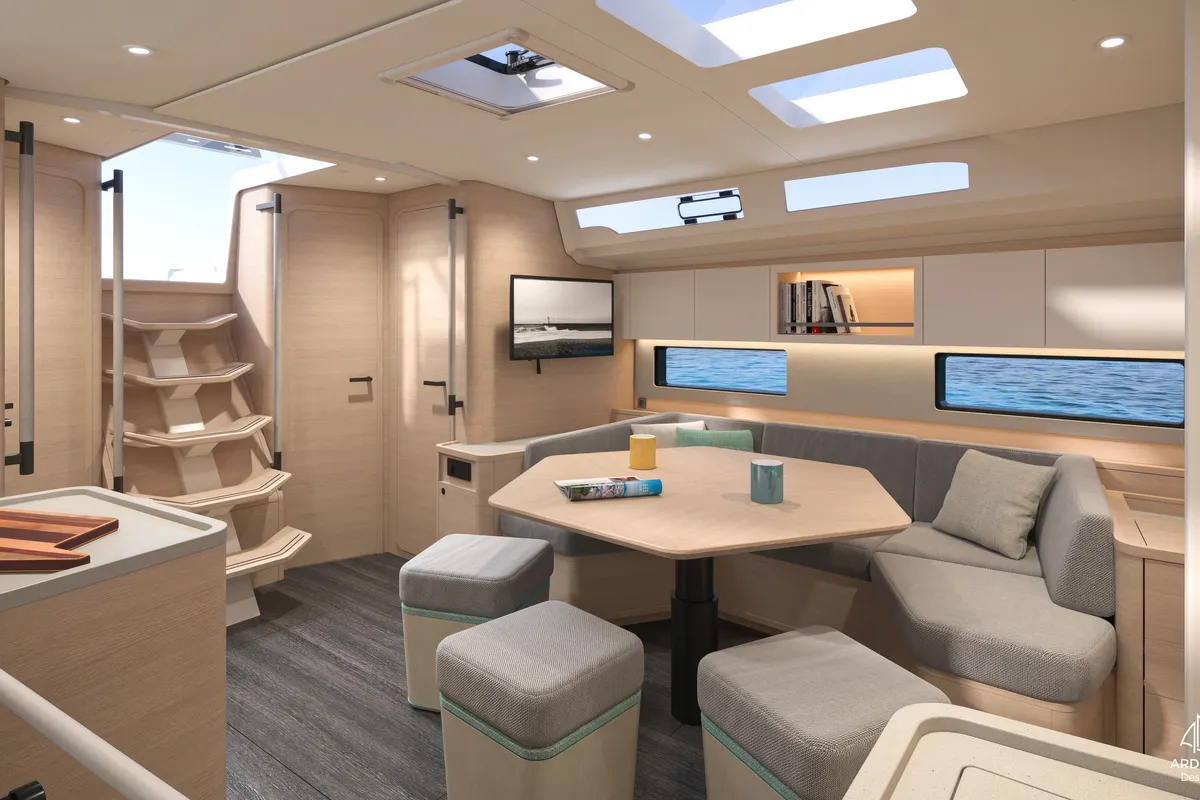 Salon of Sunsail 44.3 Premium Plus, a Dufour 44 sailboat at Marigot, France
