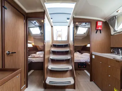 Salon of Elena, a Beneteau Oceanis 41.1 sailboat at Municipal Unit of Lefkada, Greece