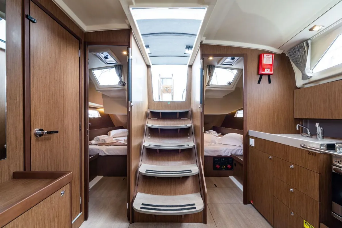 Salon of Elena, a Beneteau Oceanis 41.1 sailboat at Municipal Unit of Lefkada, Greece