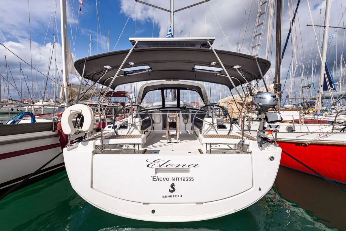 Exterior view of Elena, a Beneteau Oceanis 41.1 sailboat at Municipal Unit of Lefkada, Greece