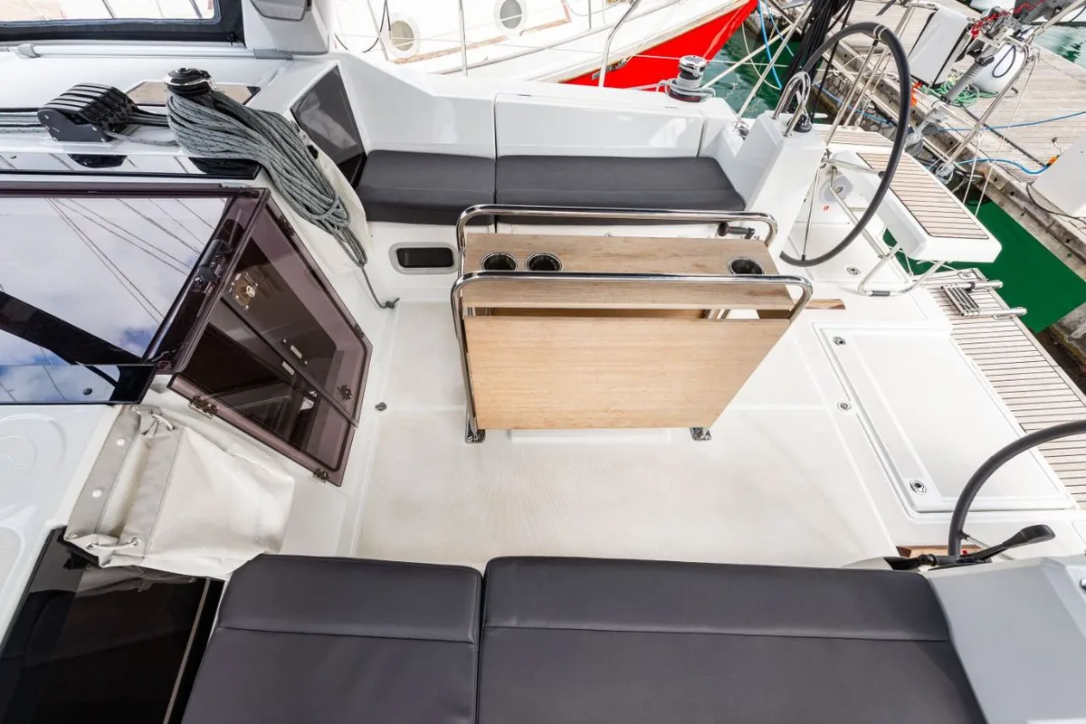 Deck of Elena, a Beneteau Oceanis 41.1 sailboat at Municipal Unit of Lefkada, Greece