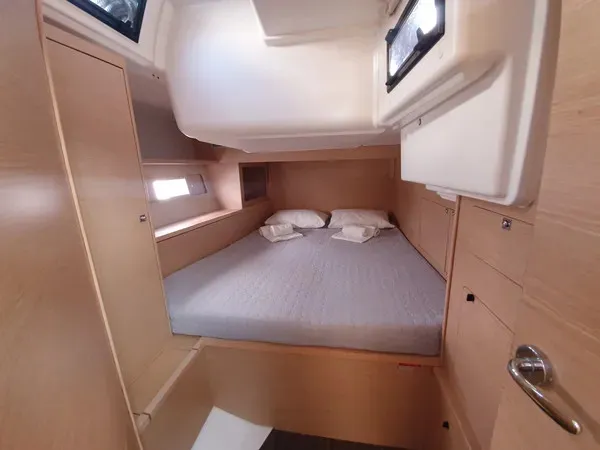 Cabin on Grande Sofia, a Dufour 530 sailboat at Lavrion, Greece