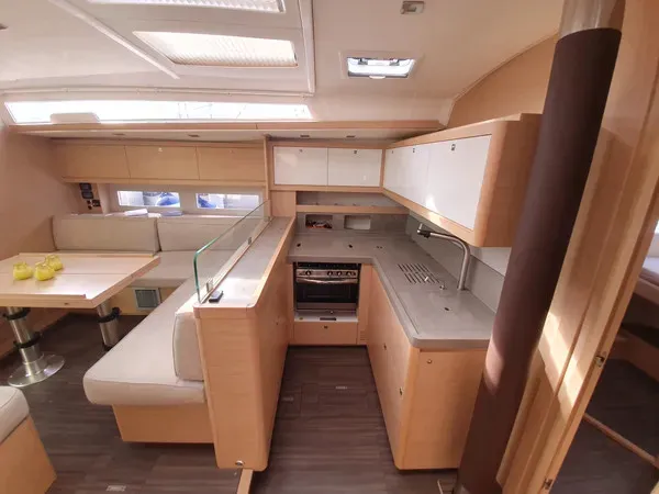 Galley of Grande Sofia, a Dufour 530 sailboat at Lavrion, Greece