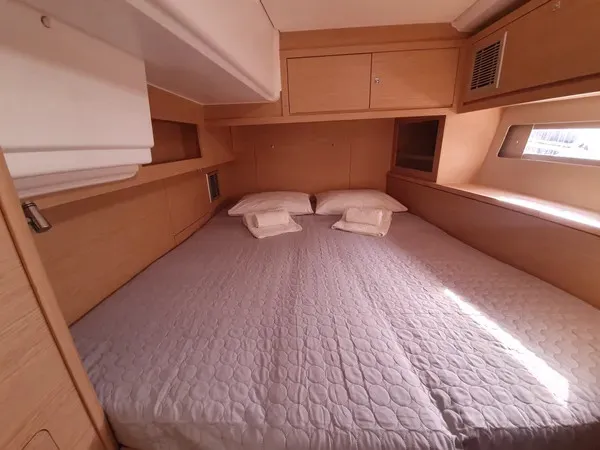 Cabin on Grande Sofia, a Dufour 530 sailboat at Lavrion, Greece