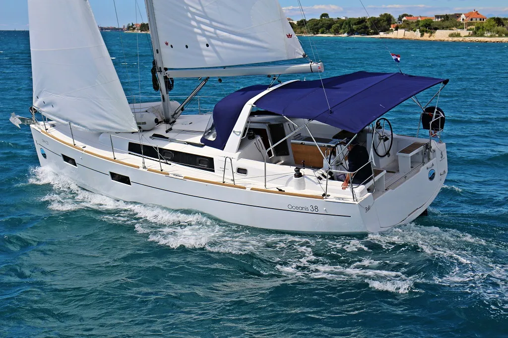 Exterior view of Fede, a Beneteau Oceanis 38 sailboat at Općina Sukošan, Croatia