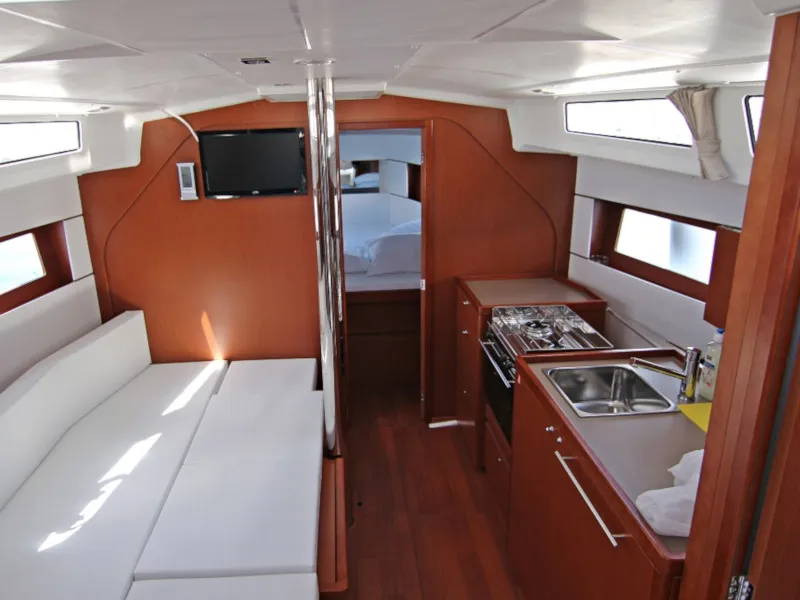 Cockpit of Fede, a Beneteau Oceanis 38 sailboat at Općina Sukošan, Croatia