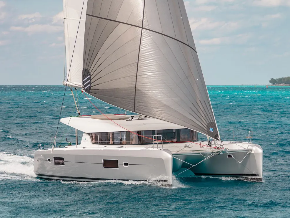 Exterior view of Ulysses, a Lagoon 42 catamaran at Ribishi, Saint Vincent and the Grenadines