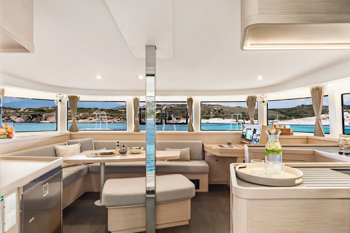 Salon of Ulysses, a Lagoon 42 catamaran at Ribishi, Saint Vincent and the Grenadines