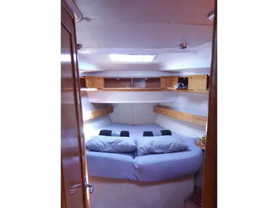 Cabin on Sandra, a Bavaria 46 Cruiser sailboat at Municipal Unit of Lefkada, Greece