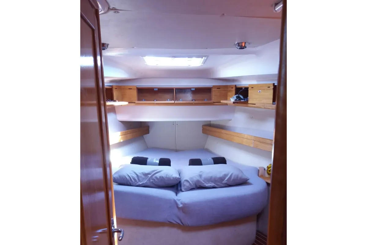 Cabin on Sandra, a Bavaria 46 Cruiser sailboat at Municipal Unit of Lefkada, Greece