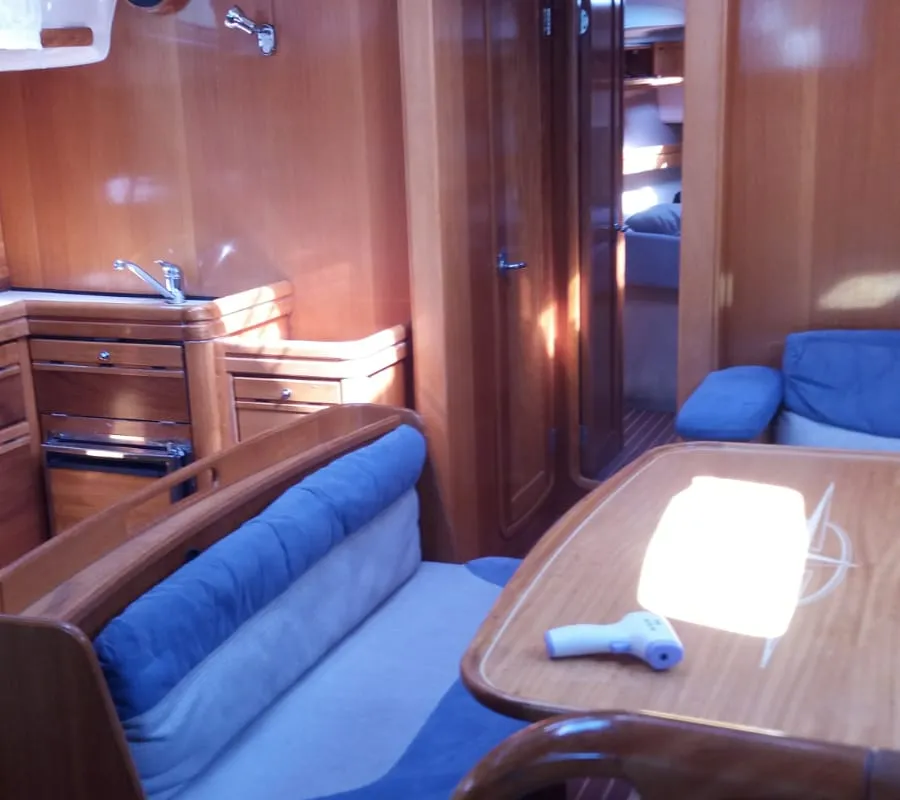 Salon of Sandra, a Bavaria 46 Cruiser sailboat at Municipal Unit of Lefkada, Greece