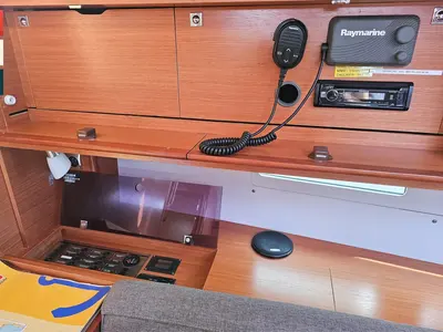 Salon of Ritmico, a Dufour 460 Grand Large sailboat at Municipal Unit of Ellomenos, Greece