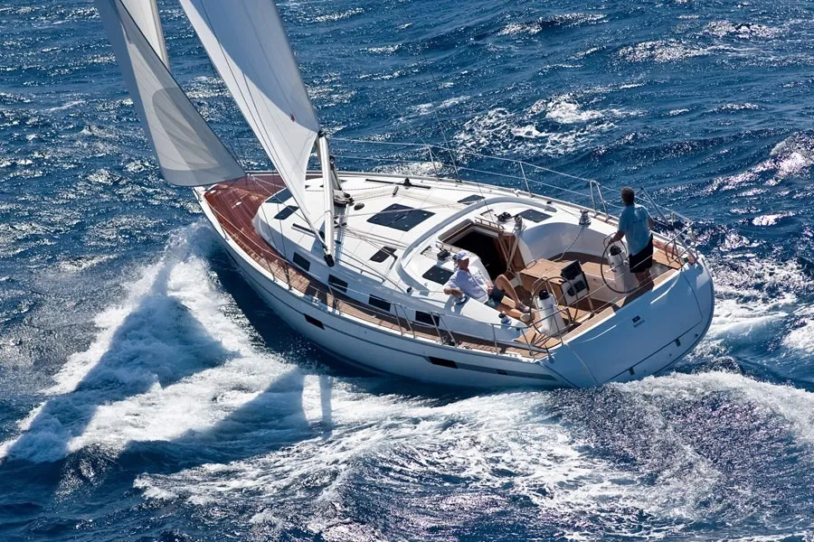 Exterior view of Perun, a Bavaria Cruiser 40 sailboat at Općina Sukošan, Croatia