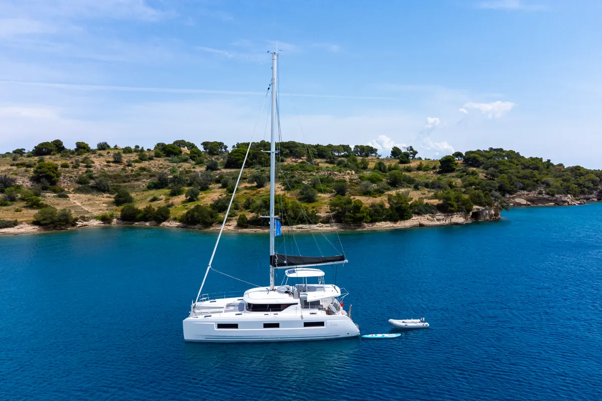 Exterior view of Lagoon 46, a catamaran at Kranidi, Greece