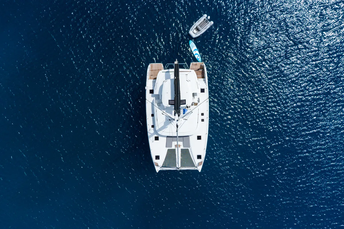 Exterior view of Lagoon 46, a catamaran at Kranidi, Greece